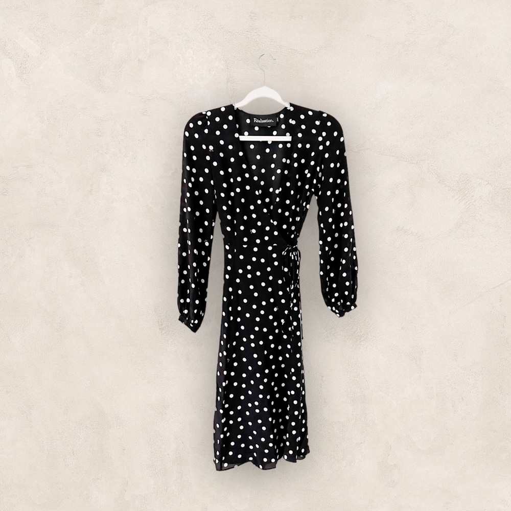Realisation Par Black Polka Dot Midi Dress